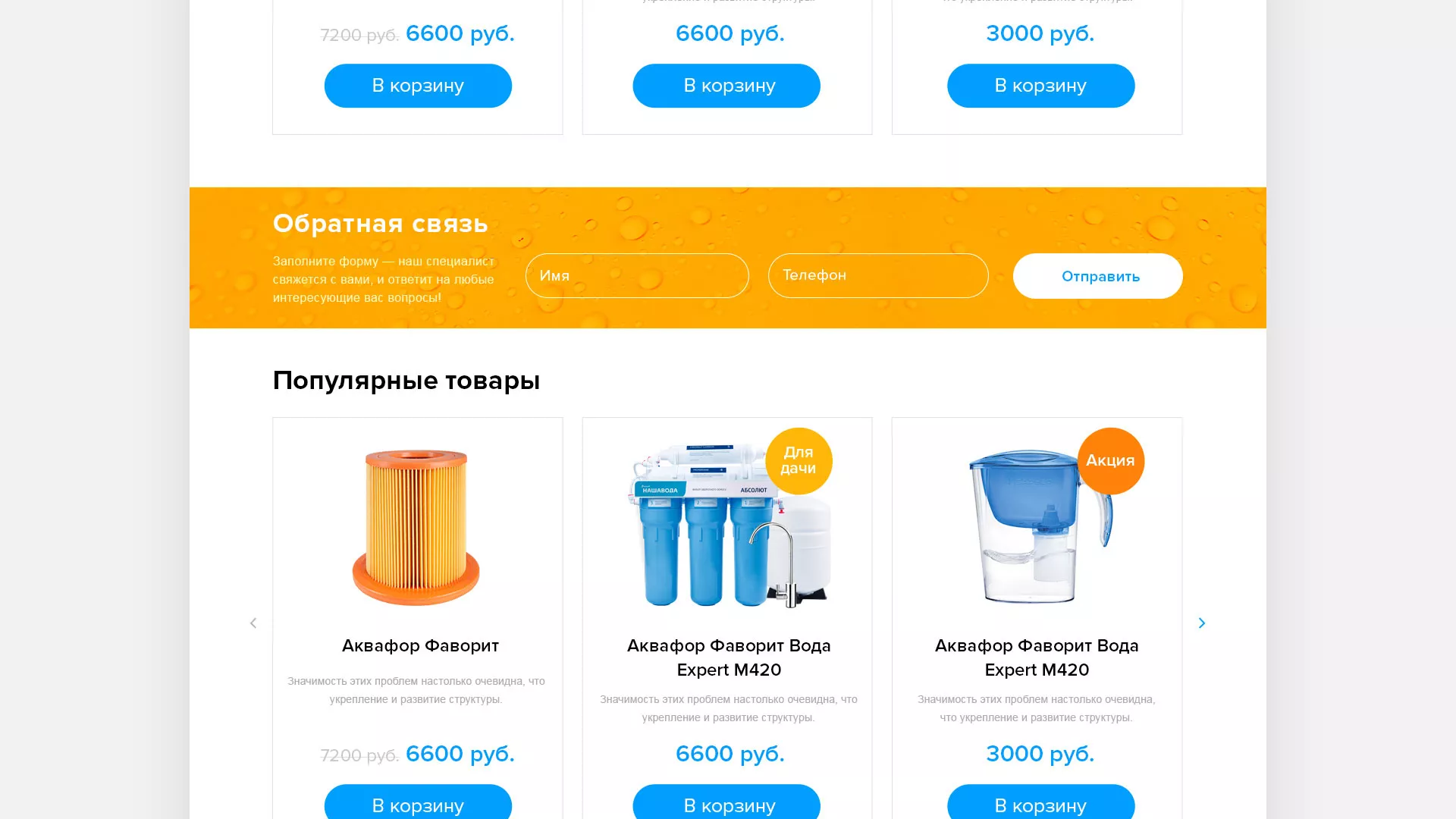 Создание интернет-магазина «Водолей» по продаже фильтров очистных сооружений в Малой Вишере